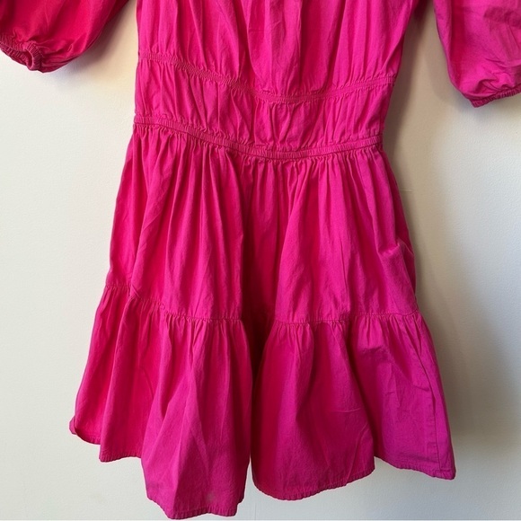 Avec Les Filles Puff Sleeve Poplin Tiered Dress Pink Size XS - Picture 6 of 7